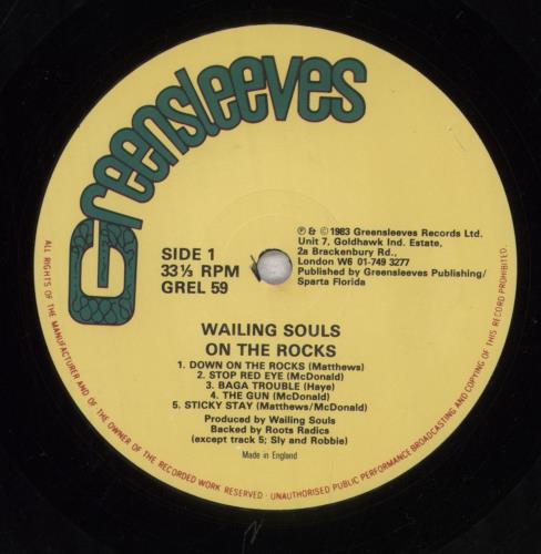 Wailing Souls On The Rocks vinyl LP album (LP record) UK 1WSLPON842933