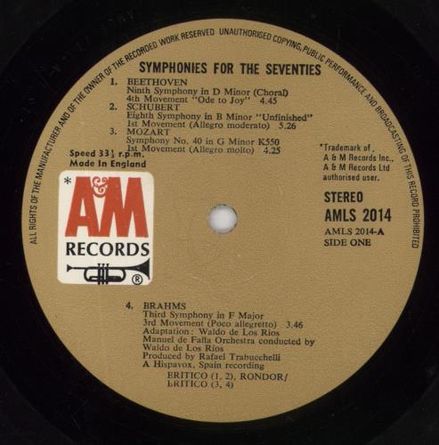 Waldo De Los Rios Symphonies For the Seventies vinyl LP album (LP record) UK WA5LPSY634468