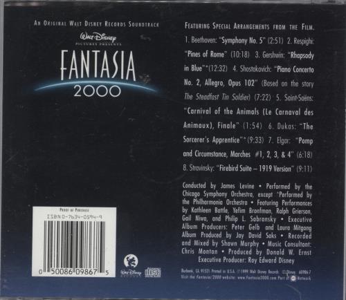 Walt Disney Fantasia 2000 CD album (CDLP) US W-DCDFA876793