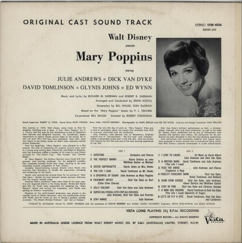 Walt Disney Mary Poppins vinyl LP album (LP record) Australian W-DLPMA657792