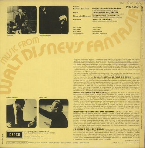 Walt Disney Music From Walt Disney's Fantasia vinyl LP album (LP record) UK W-DLPMU616951