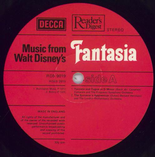 Walt Disney Music From Walt Disney's Fantasia vinyl LP album (LP record) UK W-DLPMU836490