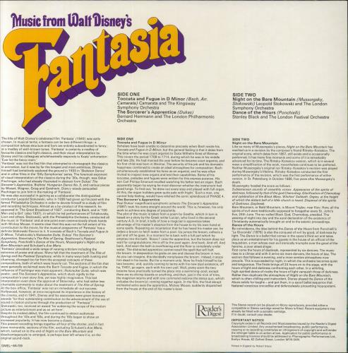 Walt Disney Music From Walt Disney's Fantasia vinyl LP album (LP record) UK W-DLPMU836490