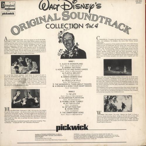 Walt Disney Original Soundtrack Collection Vol. 4 vinyl LP album (LP record) UK W-DLPOR721824