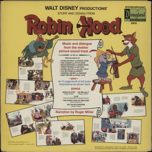 Walt Disney Robin Hood vinyl LP album (LP record) US W-DLPRO762914