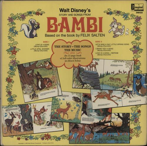 Walt Disney Walt Disney's Bambi vinyl LP album (LP record) UK W-DLPWA674715