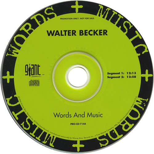 Walter Becker Words And Music CD album (CDLP) US WKRCDWO459585