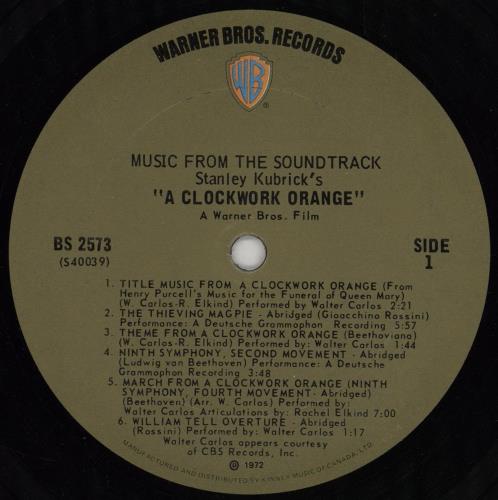 Walter Carlos A Clockwork Orange - EX vinyl LP album (LP record) Canadian WCLLPAC757424