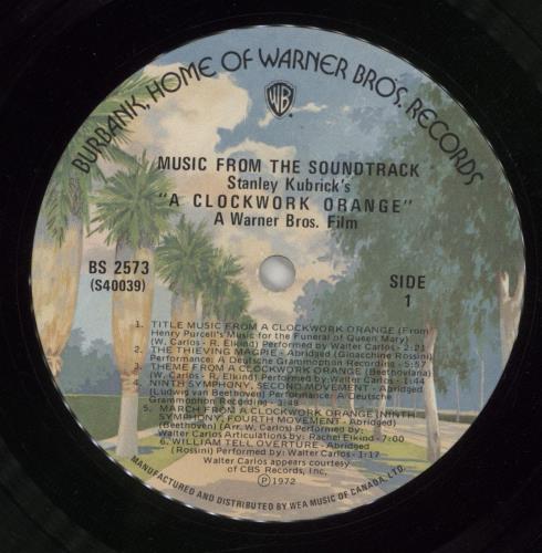 Walter Carlos A Clockwork Orange vinyl LP album (LP record) Canadian WCLLPAC874127
