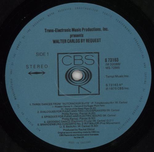 Walter Carlos By Request vinyl LP album (LP record) UK WCLLPBY554664