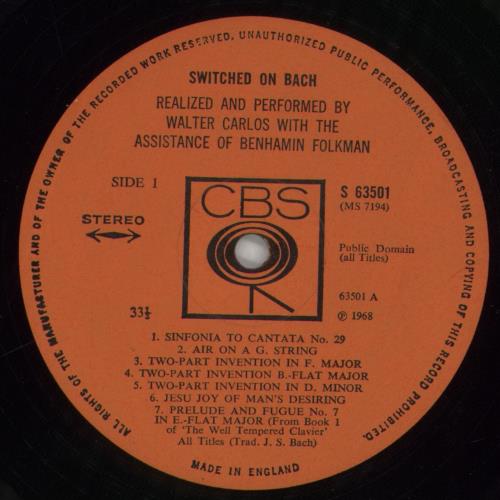 Walter Carlos Switched-On Bach - 1st - Laminated vinyl LP album (LP record) UK WCLLPSW331048