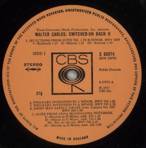 Walter Carlos Switched-On Bach II vinyl LP album (LP record) UK WCLLPSW331049