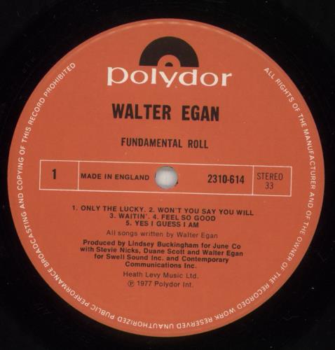 Walter Egan Fundamental Roll vinyl LP album (LP record) UK WEGLPFU864090