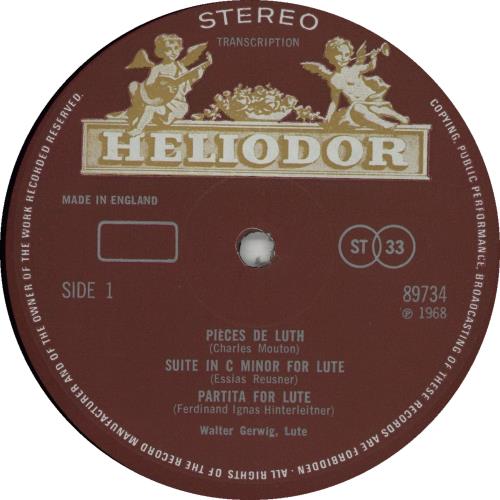 Walter Gerwig Virtuoso Lute Music vinyl LP album (LP record) UK XGMLPVI660127