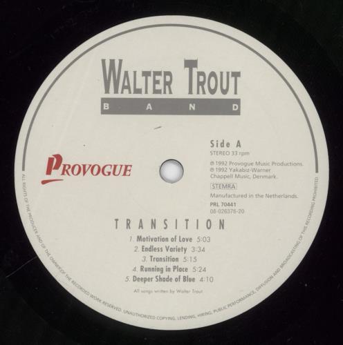 Walter Trout Band Transition vinyl LP album (LP record) Dutch WBGLPTR691310