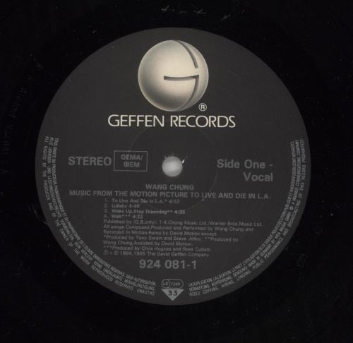 Wang Chung To Live And Die In L.A. vinyl LP album (LP record) German WANLPTO843112