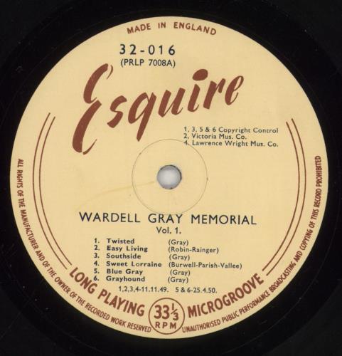 Wardell Gray Memorial - Volume One vinyl LP album (LP record) UK WRGLPME469618