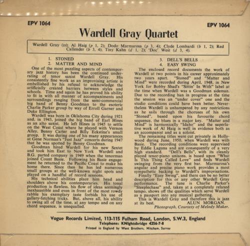 Wardell Gray The Great Wardell Gray 7" vinyl single (7 inch record / 45) UK WRG07TH773262