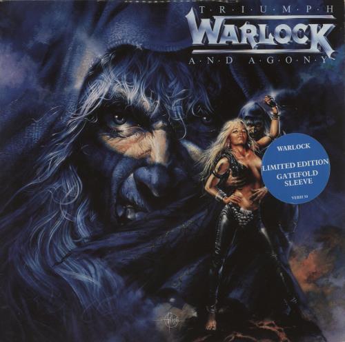 Warlock Triumph And Agony - Gatefold with Sticker vinyl LP album (LP record) UK WLKLPTR875306