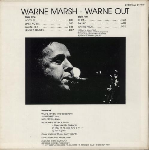 Warne Marsh Warne Out vinyl LP album (LP record) US WC0LPWA880185