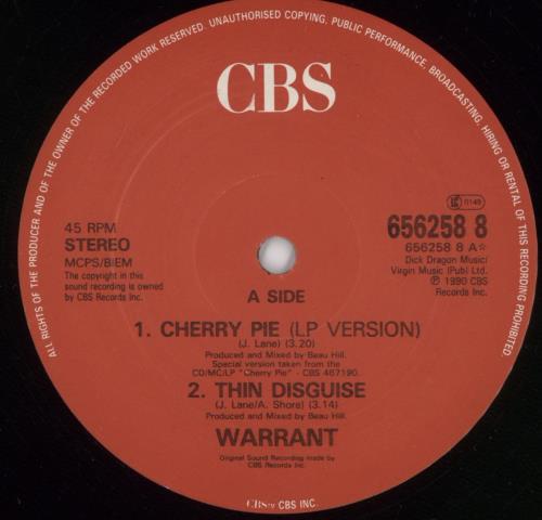 Warrant Cherry Pie 12" vinyl single (12 inch record / Maxi-single) UK WNT12CH596551