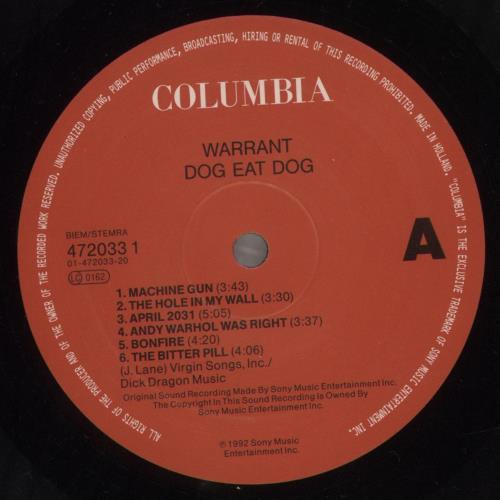 Warrant Dog Eat Dog - Shrink vinyl LP album (LP record) Dutch WNTLPDO857424