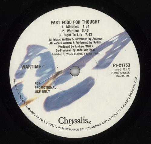 Wartime Fast Food For Thought - Promo 12" vinyl single (12 inch record / Maxi-single) US 7AZ12FA863641