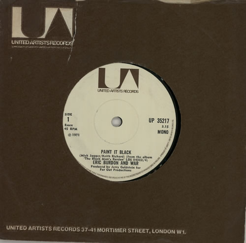 War Paint It Black 7" vinyl single (7 inch record / 45) UK W-R07PA572369