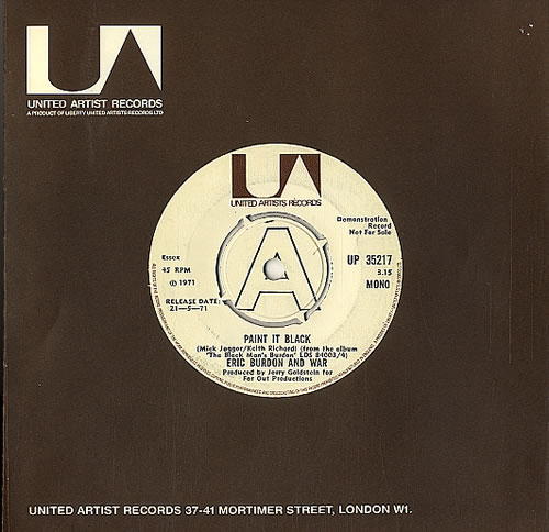 War Paint It Black 7" vinyl single (7 inch record / 45) UK W-R07PA617089
