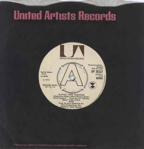 War Slippin' Into Darkness - A Label 7" vinyl single (7 inch record / 45) UK W-R07SL803550