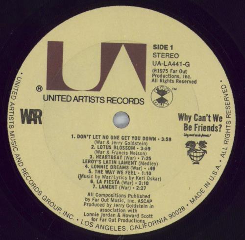 War Why Can't We Be Friends? vinyl LP album (LP record) US W-RLPWH827693
