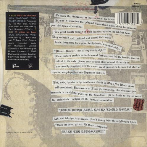 Was (Not Was) Walk The Dinosaur 7" vinyl single (7 inch record / 45) UK WNW07WA102532