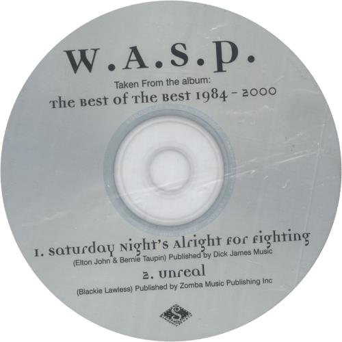 WASP Saturday Night's Alright For Fighting CD single (CD5 / 5") US WASC5SA157852