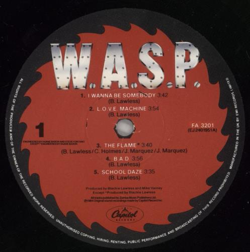 WASP W.A.S.P. vinyl LP album (LP record) UK WASLPWA878153