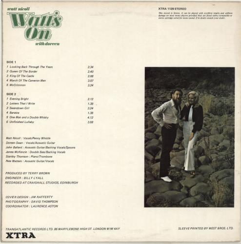 Watt Nicoll Watt's On vinyl LP album (LP record) UK YD6LPWA693003