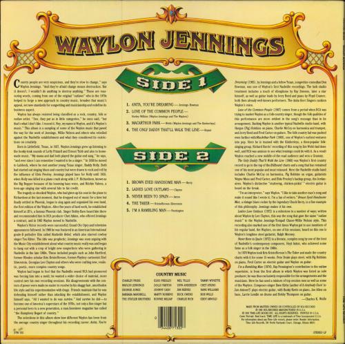 Waylon Jennings Country Music vinyl LP album (LP record) US WAJLPCO787344