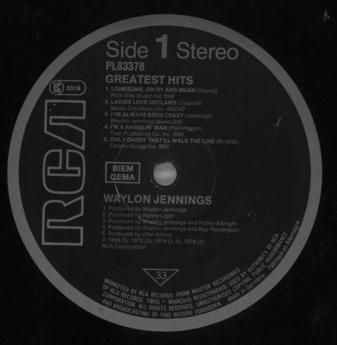 Waylon Jennings Greatest Hits vinyl LP album (LP record) German WAJLPGR558464