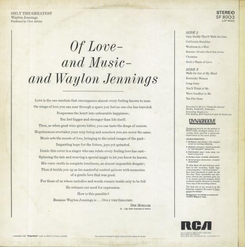 Waylon Jennings Only The Greatest vinyl LP album (LP record) UK WAJLPON810978