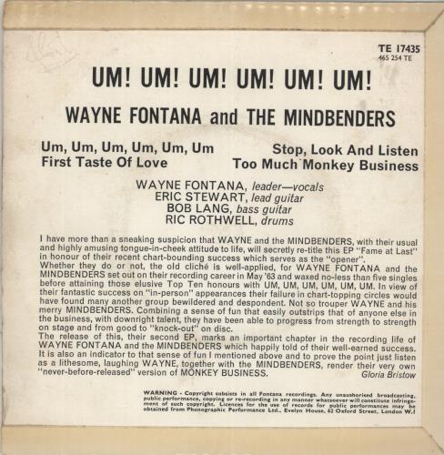 Wayne Fontana And The Mindbenders Um! Um! Um! Um! Um! Um! E.P. 7" vinyl single (7 inch record / 45) UK 17507UM89943