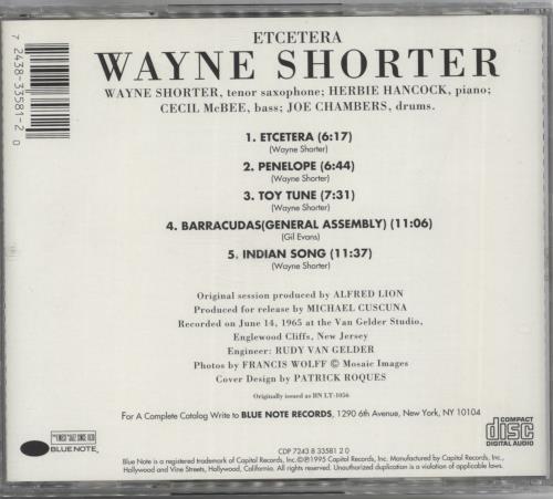 Wayne Shorter Etcetera CD album (CDLP) UK WYSCDET891005
