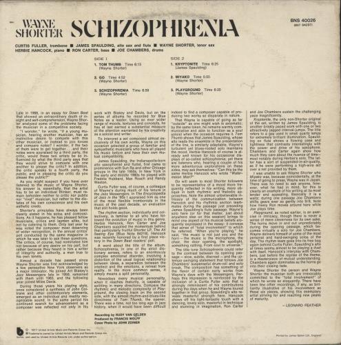 Wayne Shorter Schizophrenia vinyl LP album (LP record) UK WYSLPSC532616