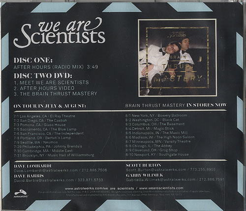 We Are Scientists After Hours CD-R acetate US WSICRAF451663