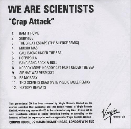 We Are Scientists Crap Attack CD-R acetate UK WSICRCR387979