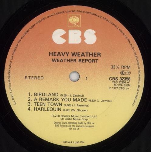 Weather Report Heavy Weather vinyl LP album (LP record) UK WEALPHE314508