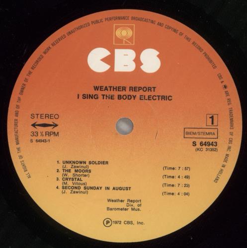 Weather Report I Sing The Body Electric vinyl LP album (LP record) Dutch WEALPIS541261