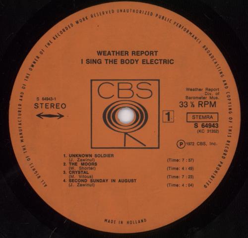 Weather Report I Sing The Body Electric vinyl LP album (LP record) Dutch WEALPIS891735