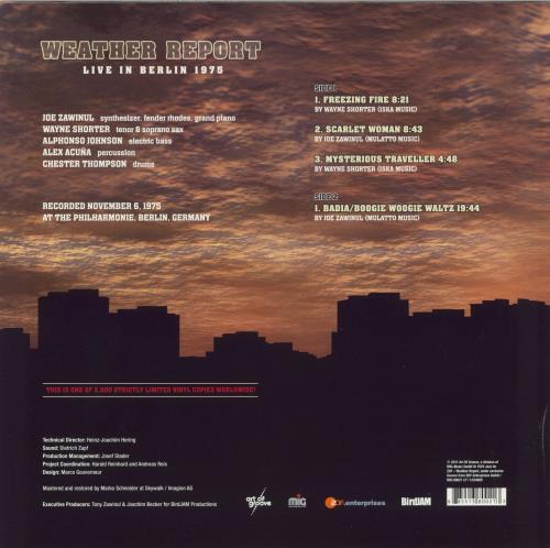 Weather Report Live In Berlin 1975 vinyl LP album (LP record) German WEALPLI868557