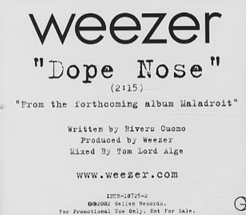 Weezer Dope Nose CD single (CD5 / 5") US WEEC5DO213607