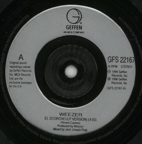 Weezer El Scorcho 7" vinyl single (7 inch record / 45) UK WEE07EL82698