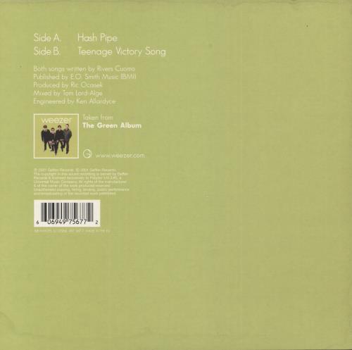 Weezer Hashpipe - Lime Green Vinyl - 2nd Sleeve 7" vinyl single (7 inch record / 45) UK WEE07HA781082